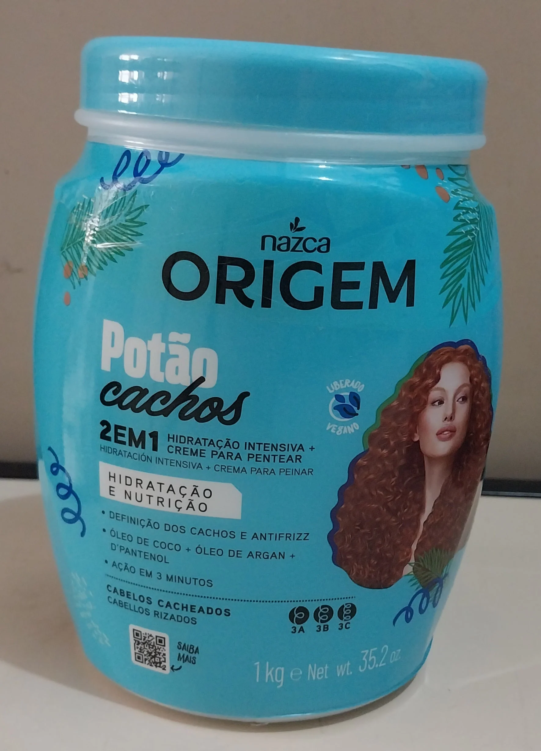 Origem Cacheadas Curly Hair Curls 2 in 1 Vegan Moisturizing Cream 1Kg - Nazca - Image 2