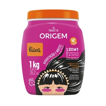Origem Lisas Straight Hair 2 in 1 Moisturizing Combing Cream 1Kg - Nazca