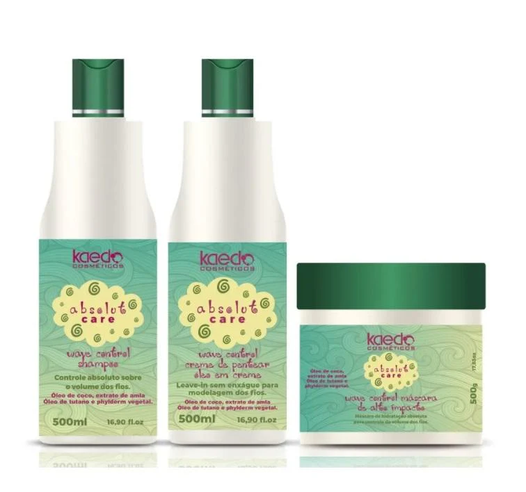 Absolut Care Wave Control Curls Curly Discipline Treatment Kit 3 Itens - Kaedo