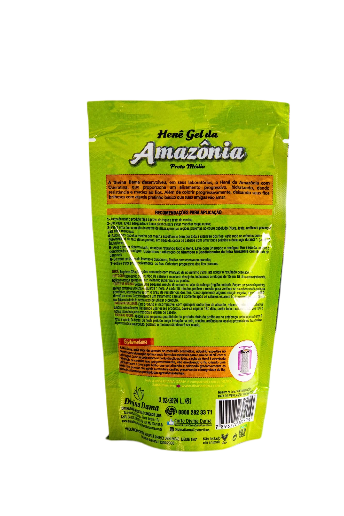 Lot of 10 Amazon Henê Gel Medium Black Straightening Henna 180g - Divina Dama - Image 3