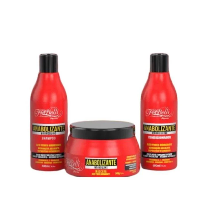 Anabolizante Marroquina Anabolic Moroccan Hair Treatment Kit 3x00ml - FioBelli
