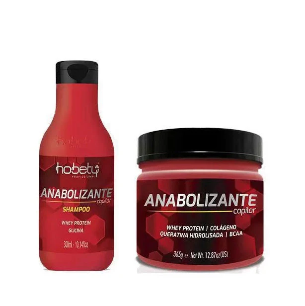 Anabolizante Whey Protein Hair Anabolic Strenghtening Hydration Kit 2 Itens - Hobety
