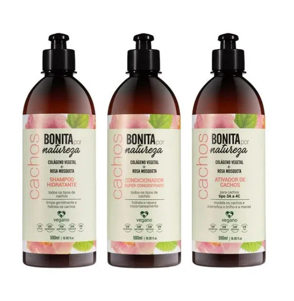 Bonita por Natureza Curls Curly Wavy Hair Vegan Treatment Kit 3x500ml - Yenzah