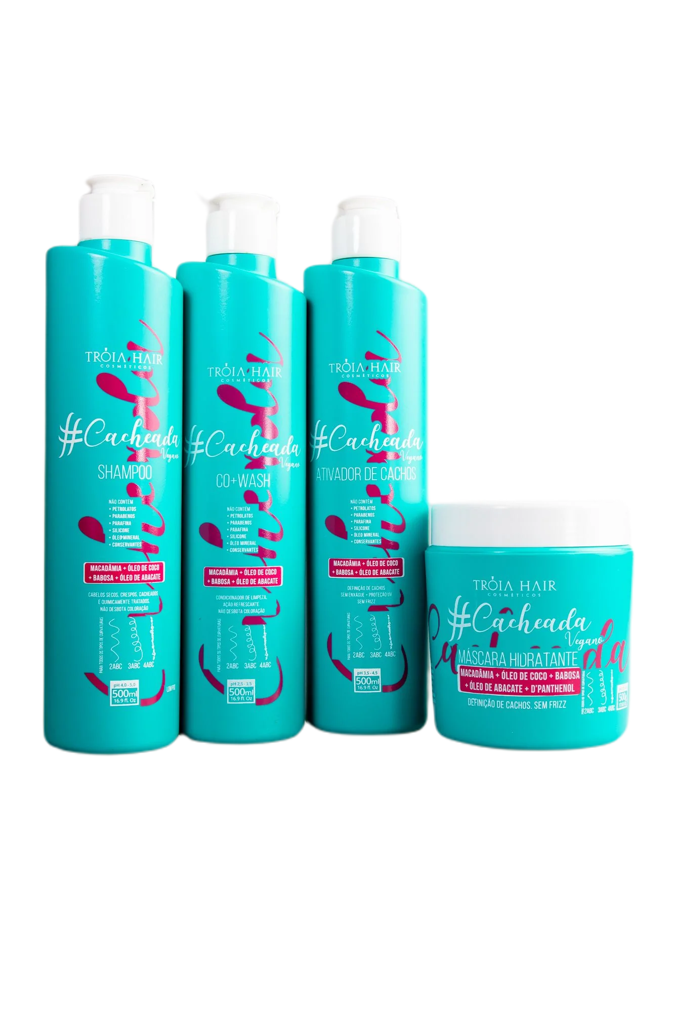Cacheada Maintenance Home Care Curly Hair Vegan Moisturizing 4x500 - Troia Hair