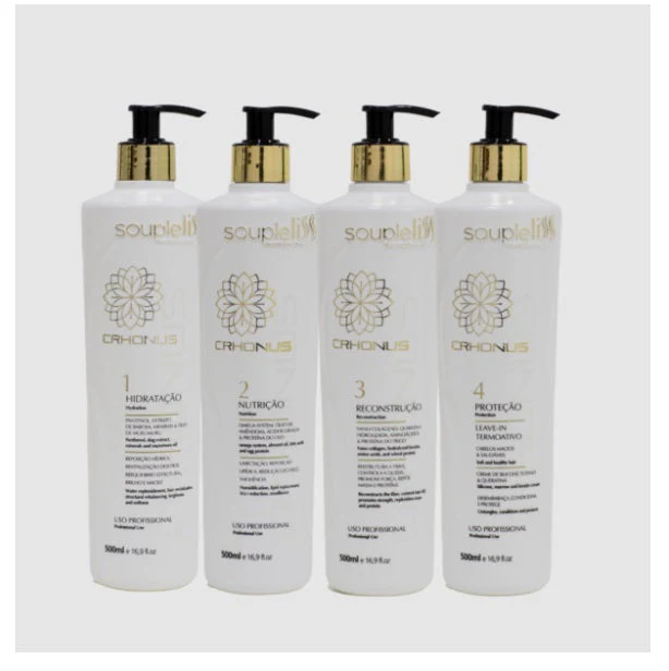 Chronus Hydration Nutrition Rebuilding Hair Treatment Kit 4x500ml - Souple Liss