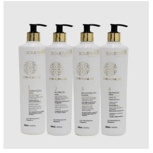 Chronus Hydration Nutrition Rebuilding Hair Treatment Kit 4x500ml - Souple Liss - Image 2