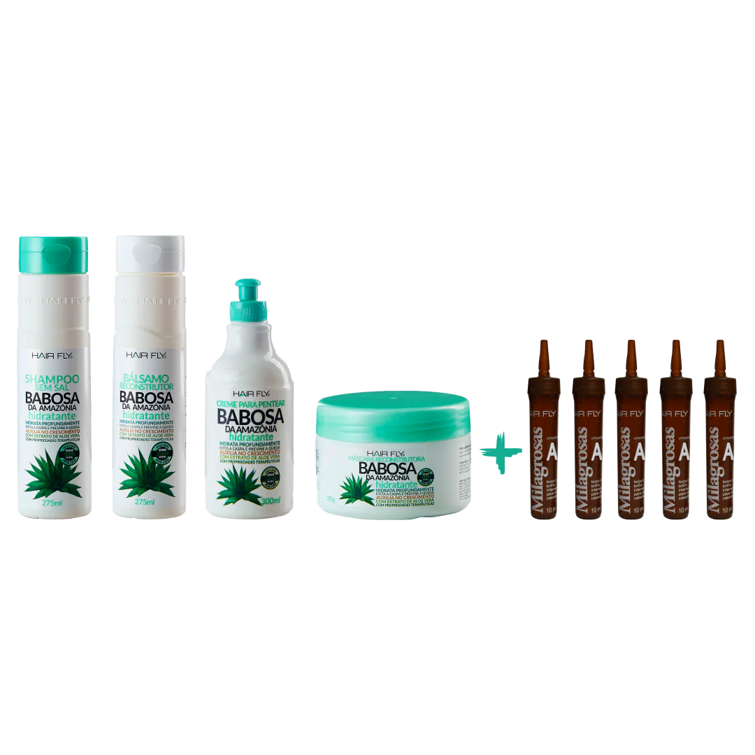Hair Fly Amazon Babosa (Aloe Vera) Combo + Vitamin A Ampoules
