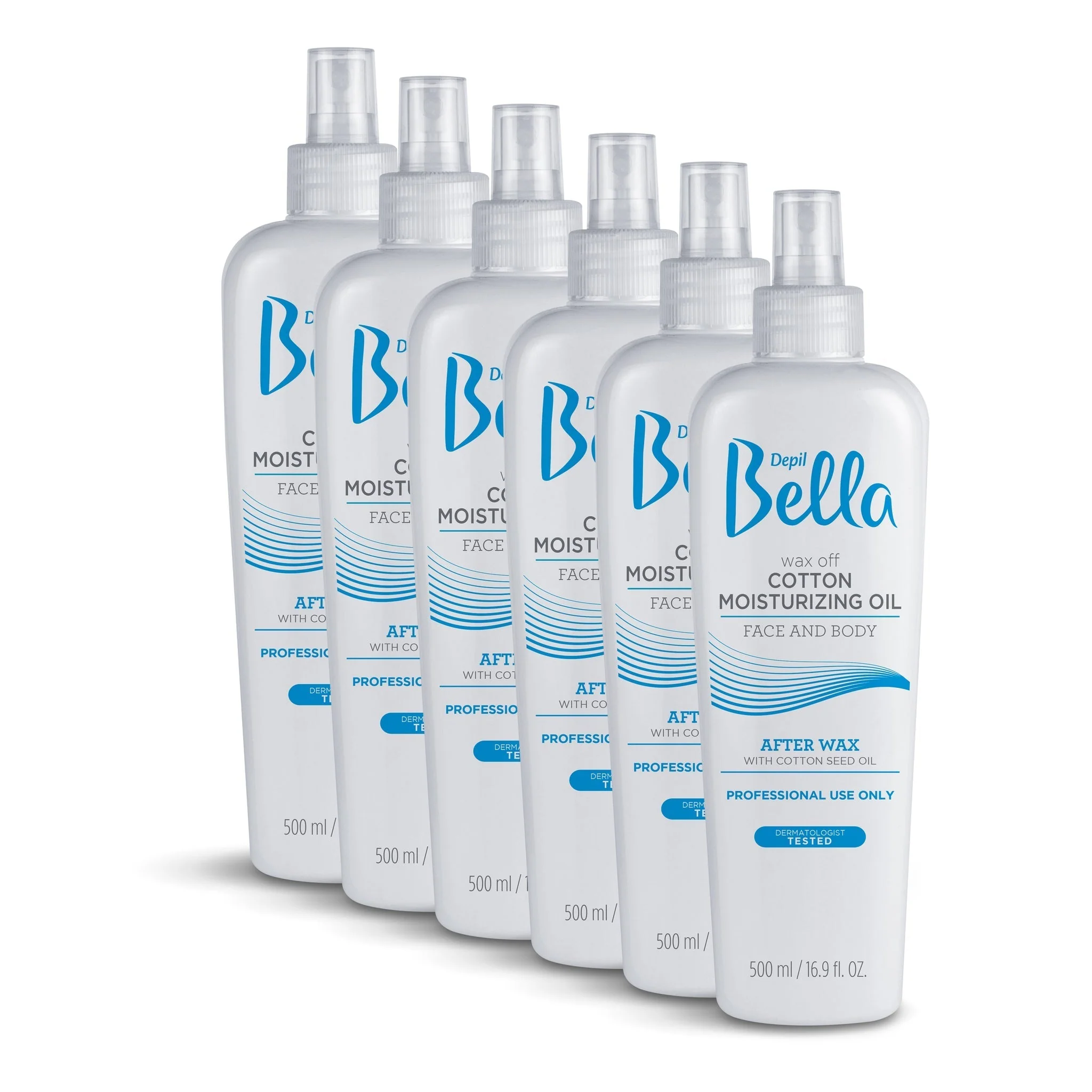 Depil Bella Post Waxing Body Oil Moisturizing Remover with Cotton Seed Oil 500 ml (6 Units )