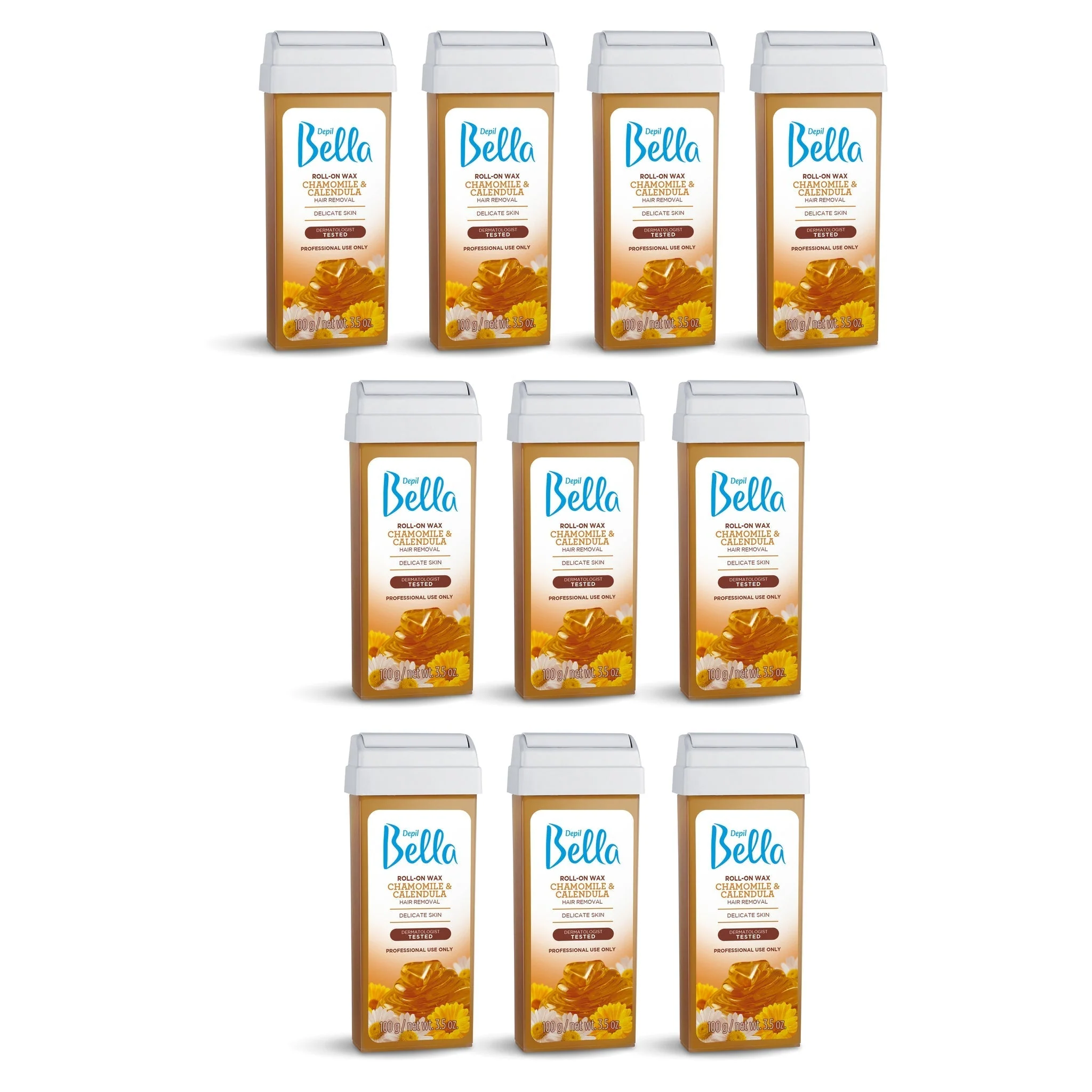 Depil Bella Roll on Chamomile and Calendula Wax Hair Removal Cartridges 3.52 Oz (10 Units )