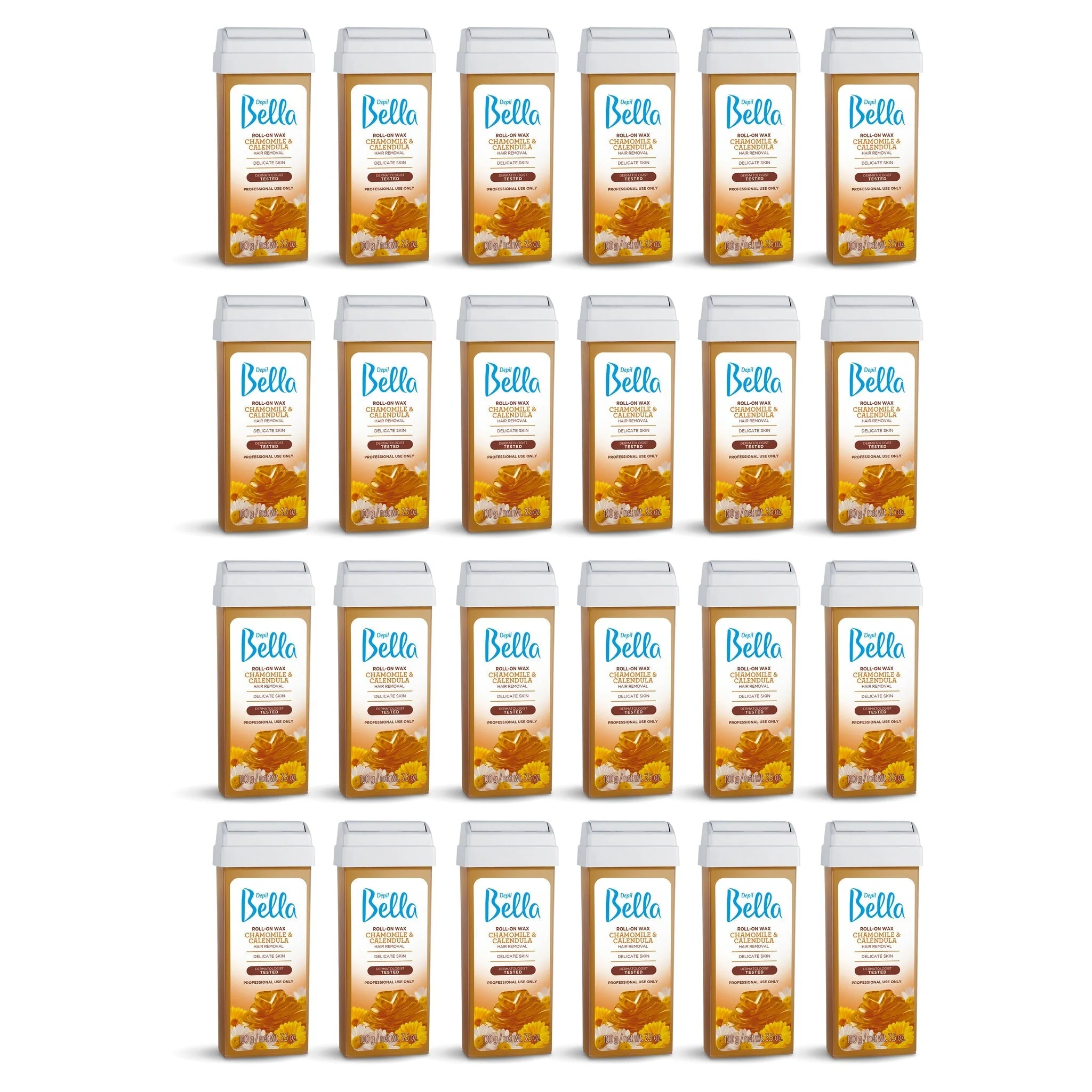 Depil Bella Roll on Chamomile and Calendula Wax Hair Removal Cartridges 3.52 Oz (24 Units )