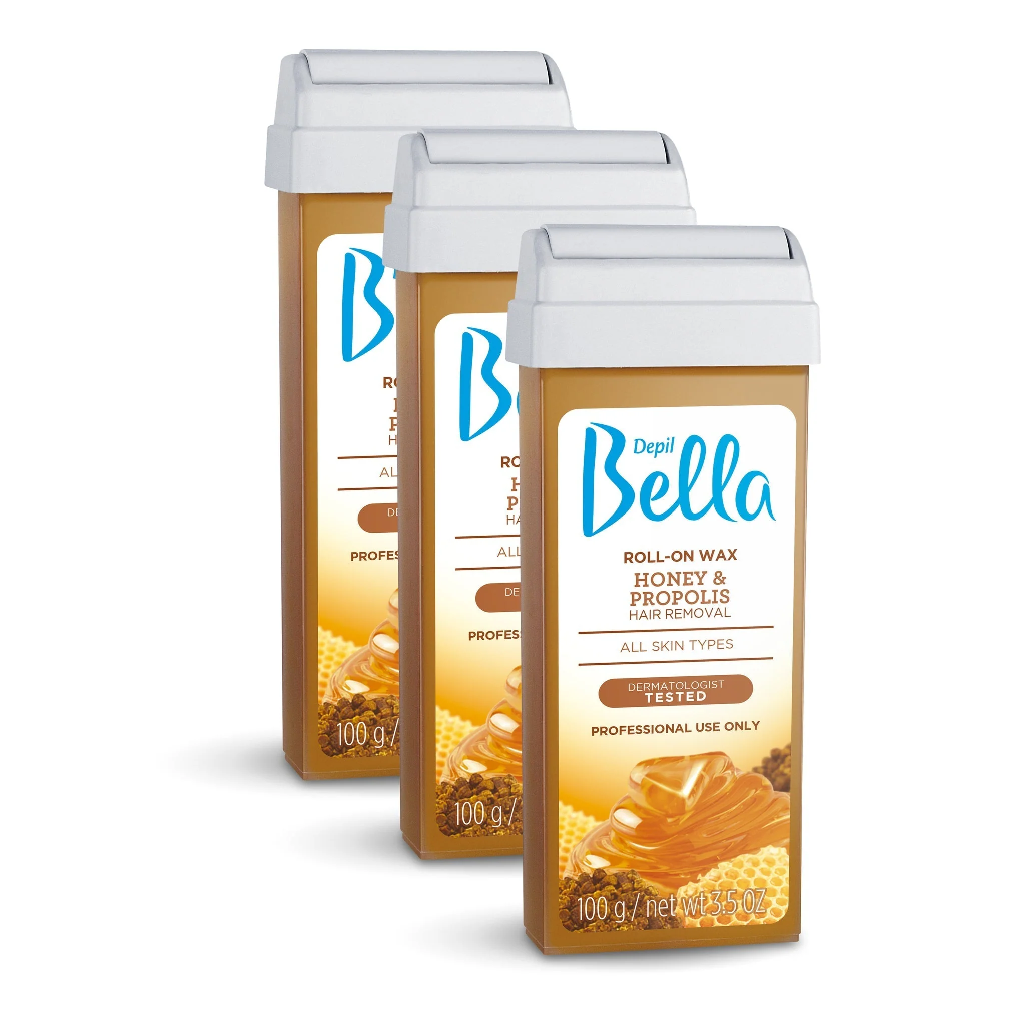 Depil Bella Roll-On Honey with Propolis Wax Hair Removal Cartridges 3.52Oz (3 Units )