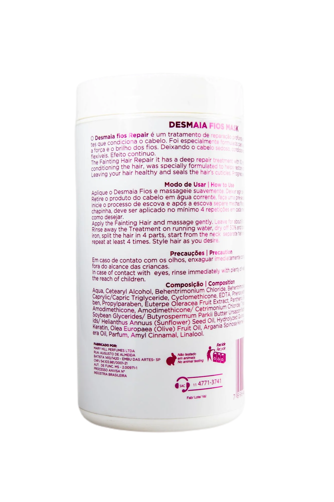 Desmaia Fios Hair Faints Instant Reconstruction 10x Active Mask 1Kg - Ony Liss - Image 2