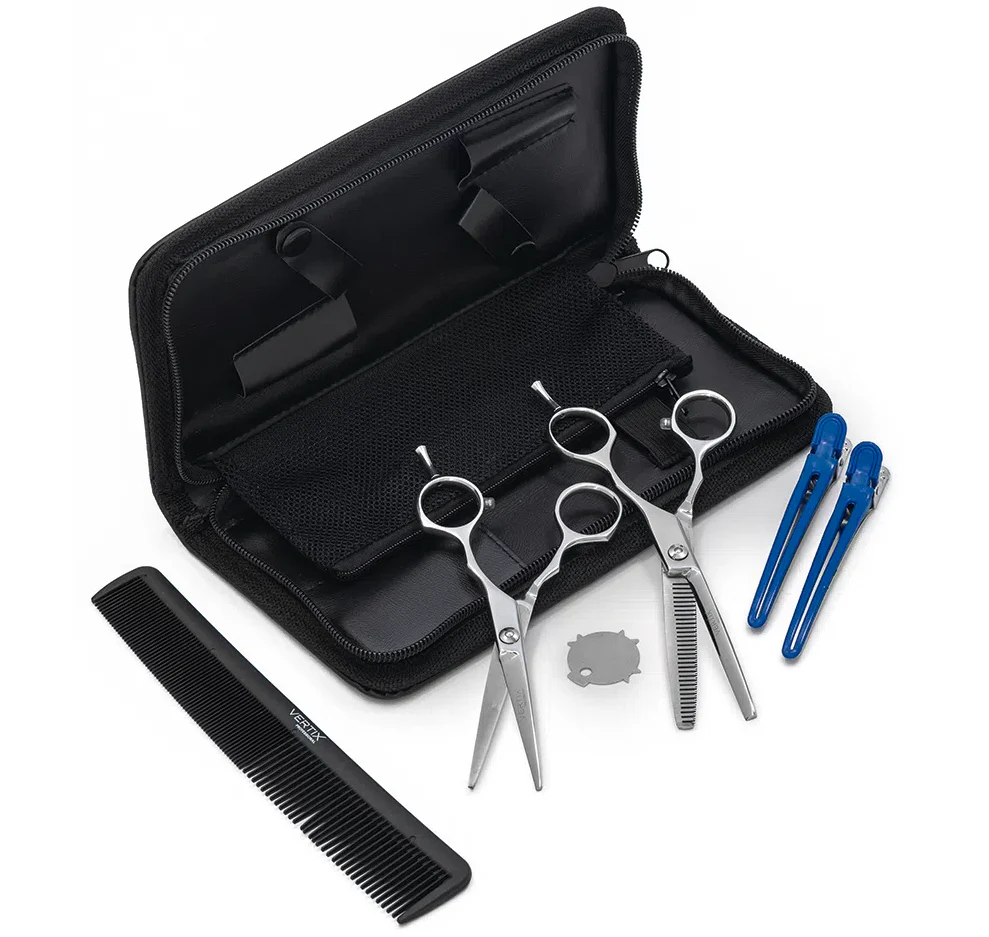 Essential Kit 2 Scissors. 1 Comb And 2 Hair Clips Hair Shear  - Vertix Professional