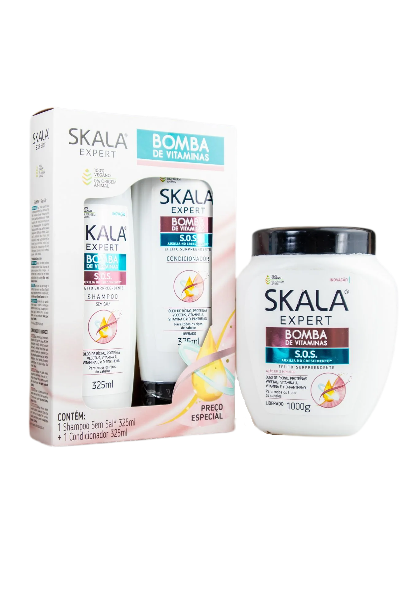 Skala Expert Bomba de Vitaminas Vitamin Pump SOS Hair Growth Nutrition Treatment Kit 3 Products - Skala