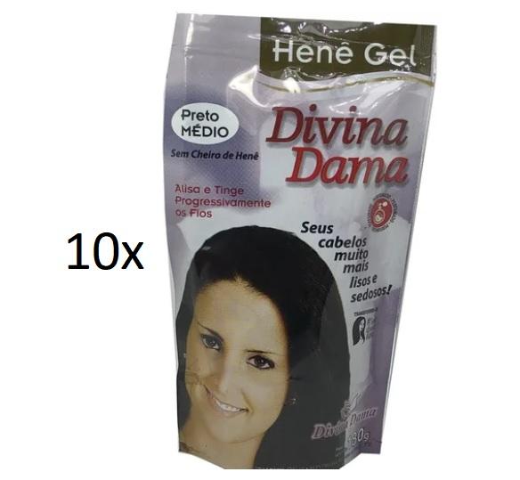 Henê Gel Black Medium Straightening Dyeing Keratin Henna 180g - Divina Dama