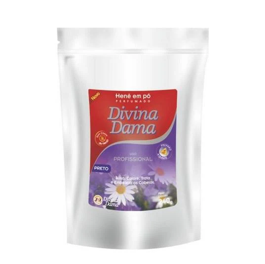 Henê Powder Black Straightening Dyeing Perfumed Water Henna 240g - Divina Dama