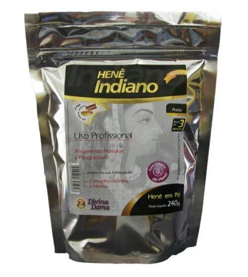 Henê Powder Black Straightening Smoothing Dyeing Henna 240g - Divina Dama