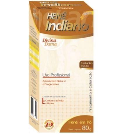 Henê Powder Dark Brown Brunette Straightening Dyeing Henna 80g - Divina Dama