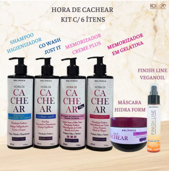 Hora de Cachear 3x1 Continued Hydration Curly Hair Treatment Kit 6 Itens - Kaedo - Image 2