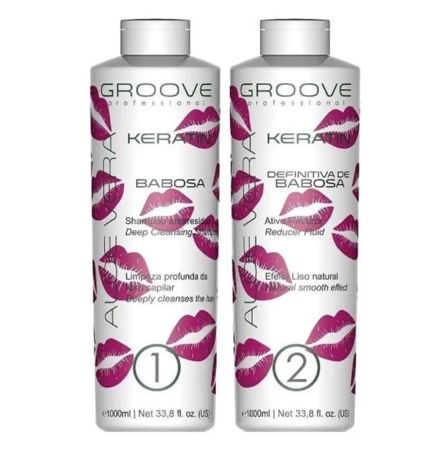 Keratin Babosa Aloe Vera Progressive Brush Smoothing Treatment Kit 2x1L - Groove - Image 3