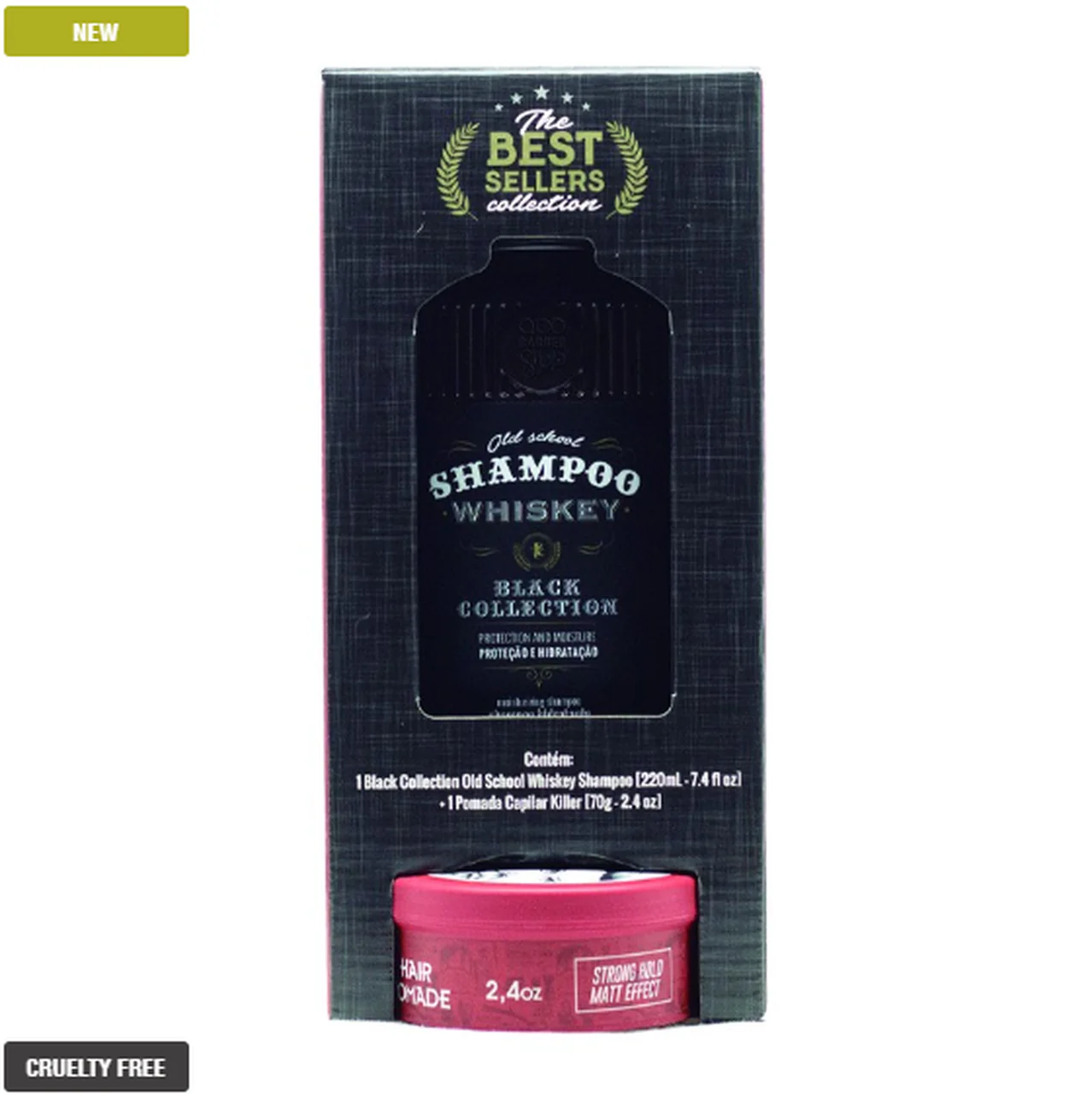 Old School Whiskey Shampoo + Killer Hair Ointment Barber Hair Kit 2 Itens - QOD