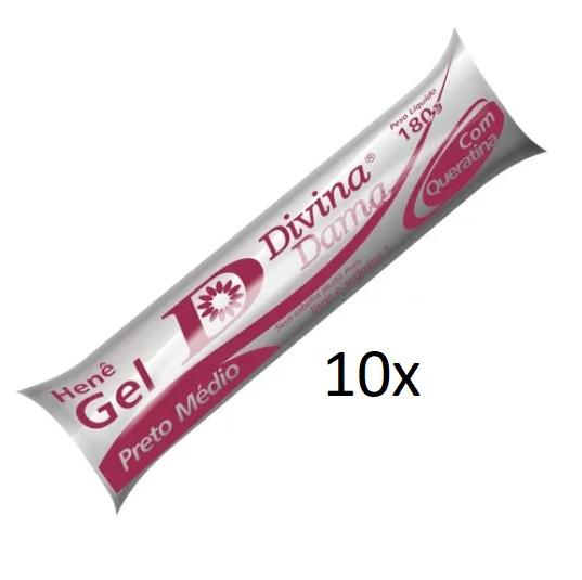 Lot of 10 Henê Gel Keratin Medium Black Tube Straightening 180g - Divina Dama