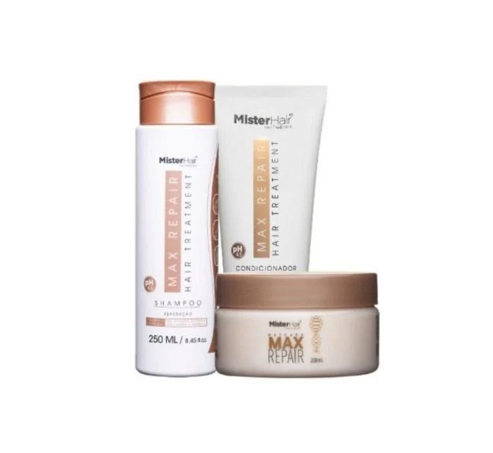 Max Repair Damaged Hair Restore Maintenance Treatment Kit 3 Itens - Mister Hair