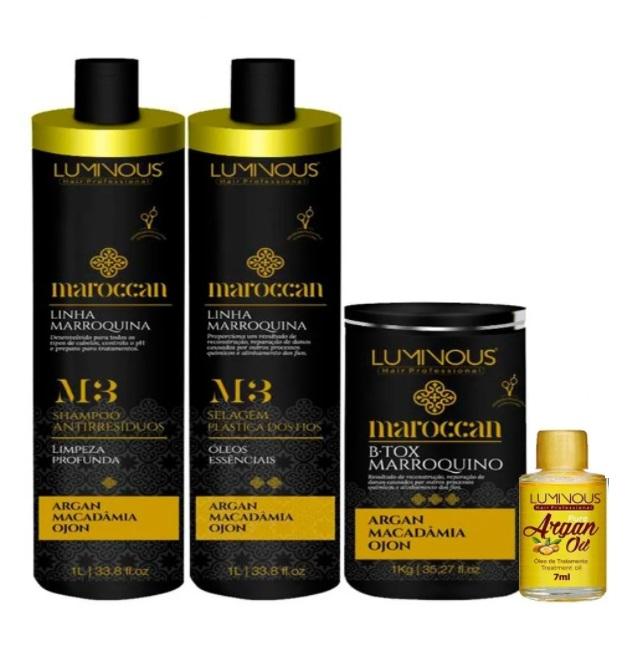 Moroccan Argan Macadamia Ojon Hair Plastic Progressive 4 Itens - Luminous Hair