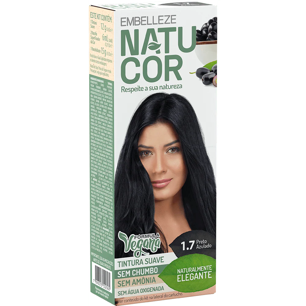Natucor Hair Dye Naturally Elegant Bluish Black Complete Kit