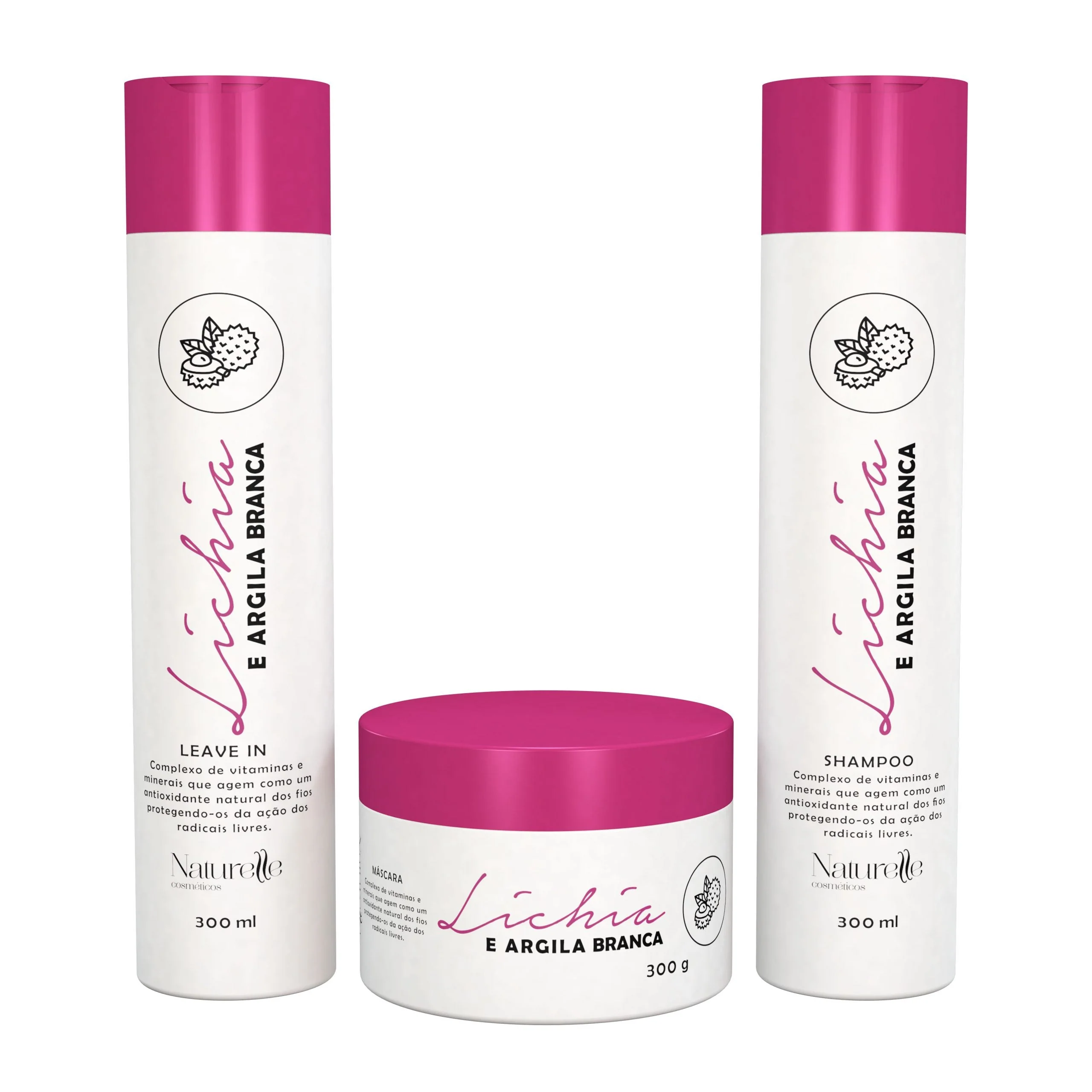 Naturelle Lychee White Clay Home Care Kit 3x 300ml / 3x 10.1 fl oz