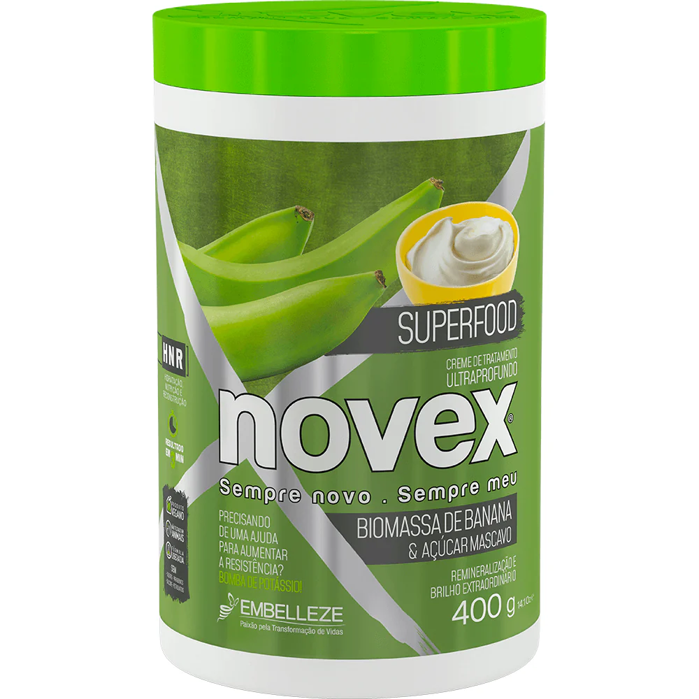 Novex Treatment Cream Superfood Remineralizer Banana Biomass And Maschavo 400g