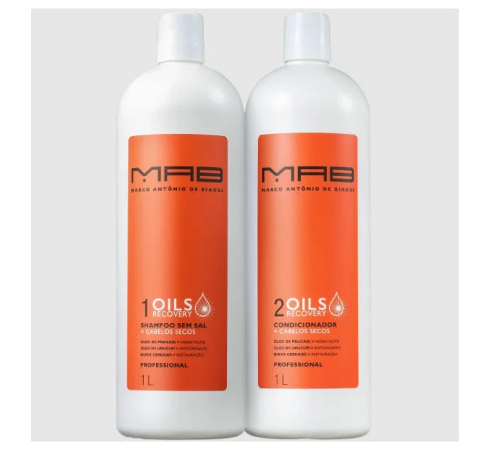Oils Recovery Dry Hair Nourishing Softness Shine Daily Treatment Kit 2x1L - MAB