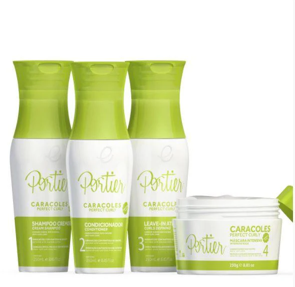 Perfect Curls Curly Wavy Hair Caracoles All Poo Nourishing Kit 4x250 - Portier