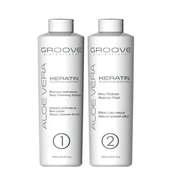 Professional Aloe Vera Keratin Hair Plastic Natural Smooth Kit 2x1000ml - Groove