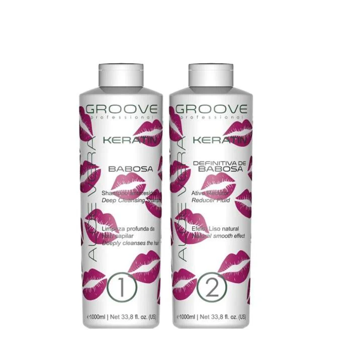 Professional Aloe Vera Keratin Hair Plastic Natural Smooth Kit 2x1000ml - Groove - Image 2