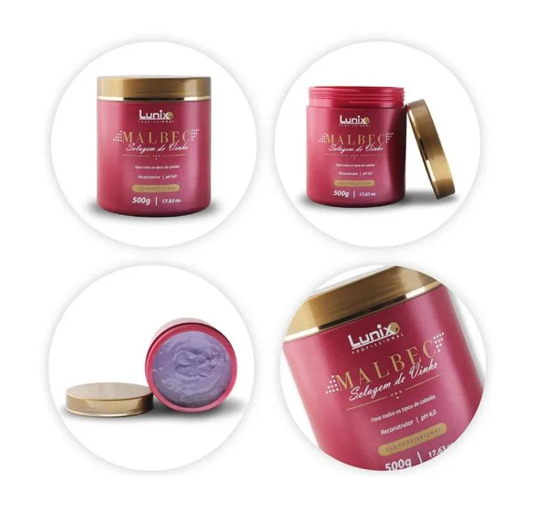 Professional Malbec Wine Sealing Frizzy Hair Reconstructor Mask 500g - Lunix - Image 2