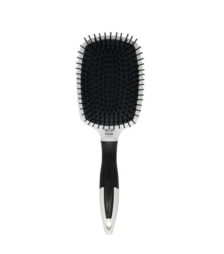 Professional Padded Base Nylon Bristles Racket Hair Combing Brush NC-29 - Evas