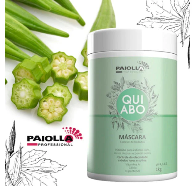 Quiabo Okra Moisturizing Hair Oiliness Control Shine Treatment Mask 1Kg - Paiolla - Image 2