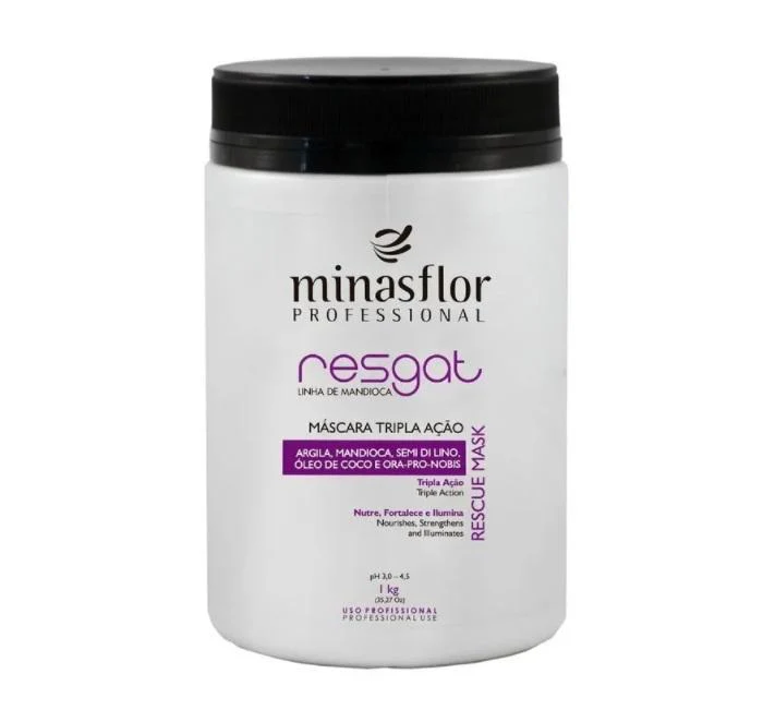 Resgat Manioc Cassava Extract Rescue Triple Action Hair Mask 1Kg - Minas Flor