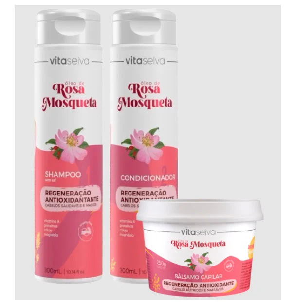 Rosa Mosqueta Rosehip Renerative Moisturizing Treatment Kit 3 Itens - Vita Seiva