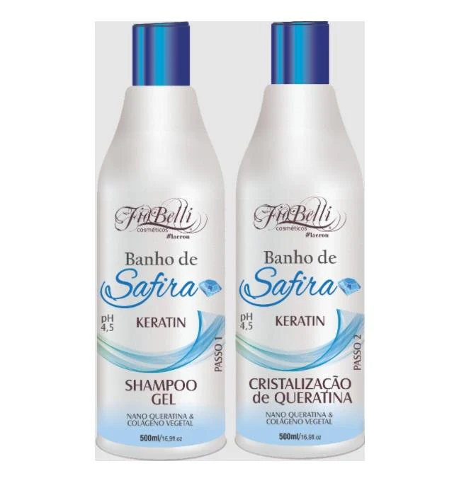 Safira Sapphire Bath Crystallization Keratin Reconstruction Kit 2x500ml - FioBelli