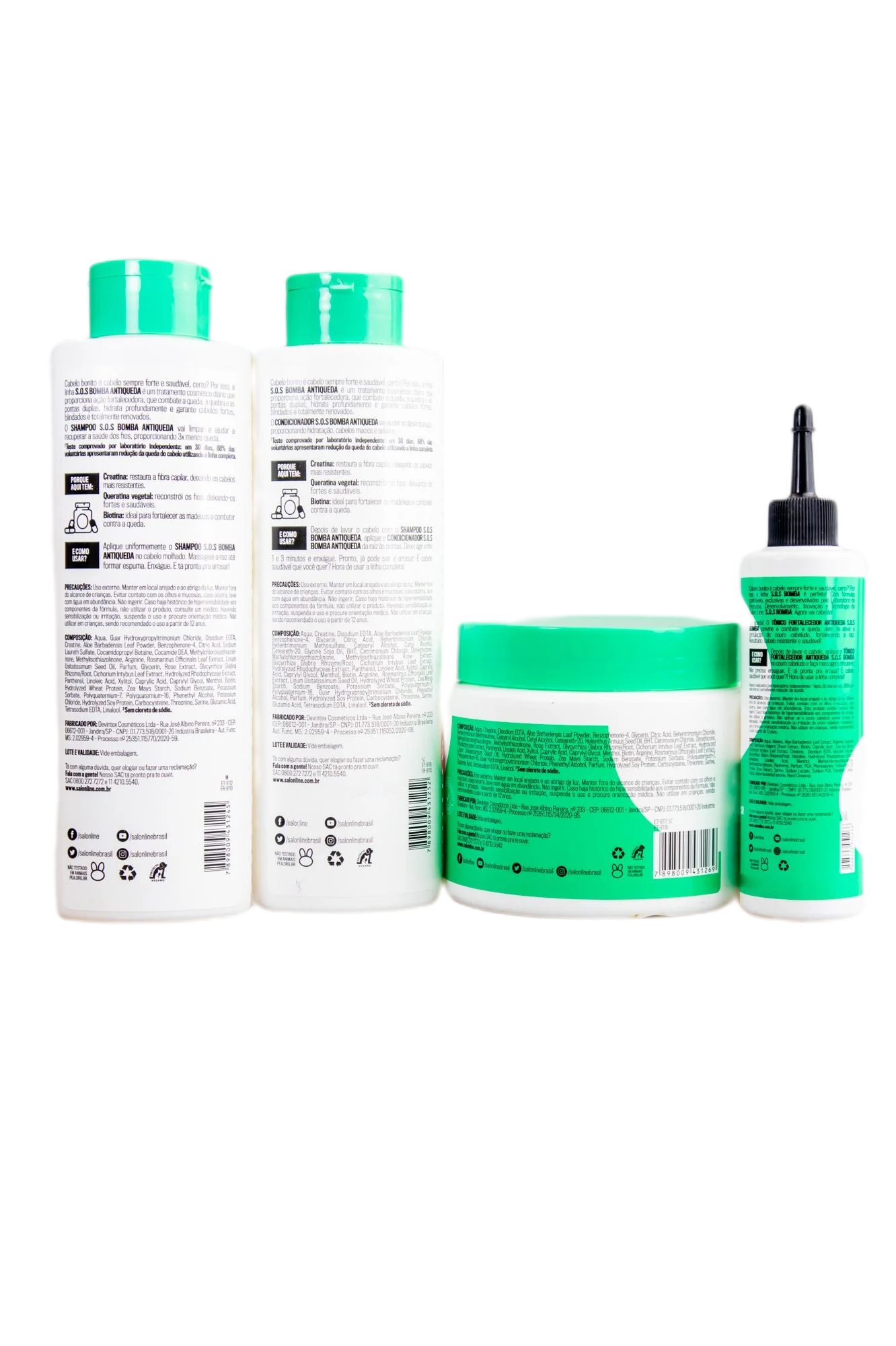 Salon Line SOS Bomba Anti Fall Vegan Strength Resistance Treatment 4 Products - Image 3