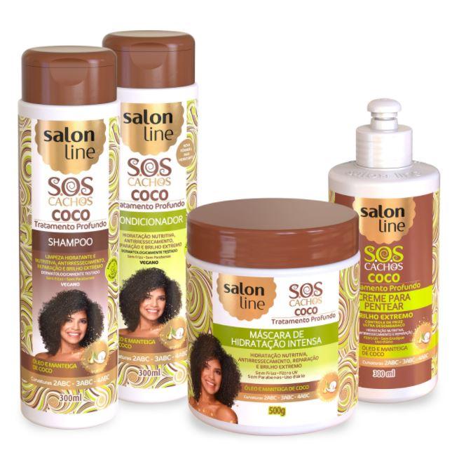 Salon Line SOS Curls Coconut Curly Wavy Deep Moisturizing Treatment Kit 4 Prod - Image 4