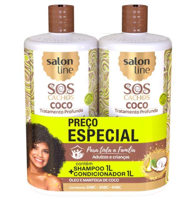Salon Line SOS Curls Coconut Curly Wavy Deep Moisturizing Treatment Kit 2x1l
