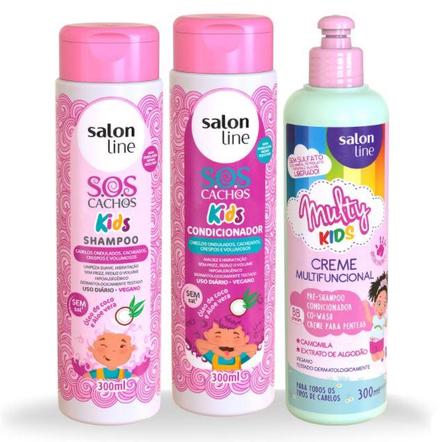 Salon Line SOS Curls + Multy Kids Home Care Daily Hair Treatment Kit 3x300ml - Image 2
