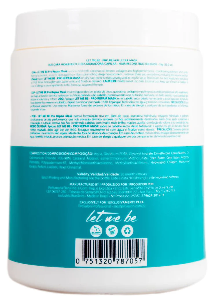 Let Me Be Pro Repair Ultra Mask w/ Coconut Oil, Keratin and Collagen 1kg - ProSalon - Image 5