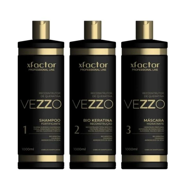 Vezzo Bio Keratin Hair Reconstructor Straightening Treatment Kit 3x1L - Xfactor
