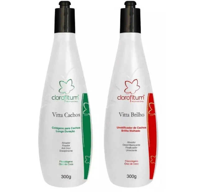 Vitta Curls Shine Curly Wavy Anti Frizz Hydration Treatment Kit 2x300 - Clorofitum - Image 2