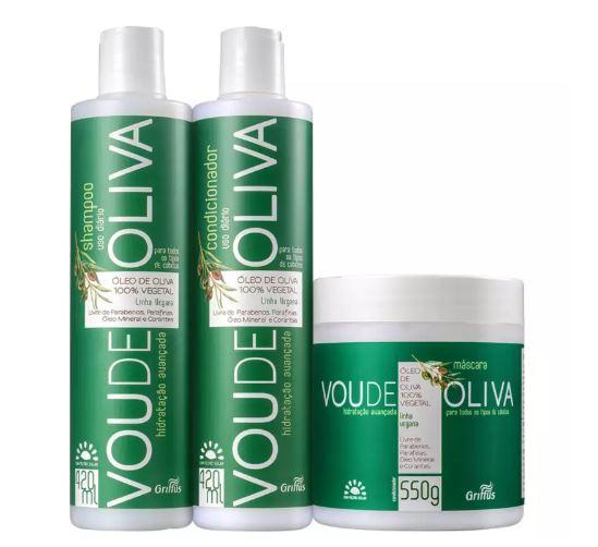 Vou de Oliva Olive Oil 100% Vegetable Vegan Daily Treatment Kit 3 Prod. - Griffus